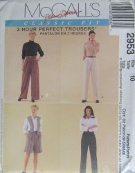 2953 MCCALLS 3 HR PERFECT TROUSERS,FITTING SHELL PATTERN 8,10,12